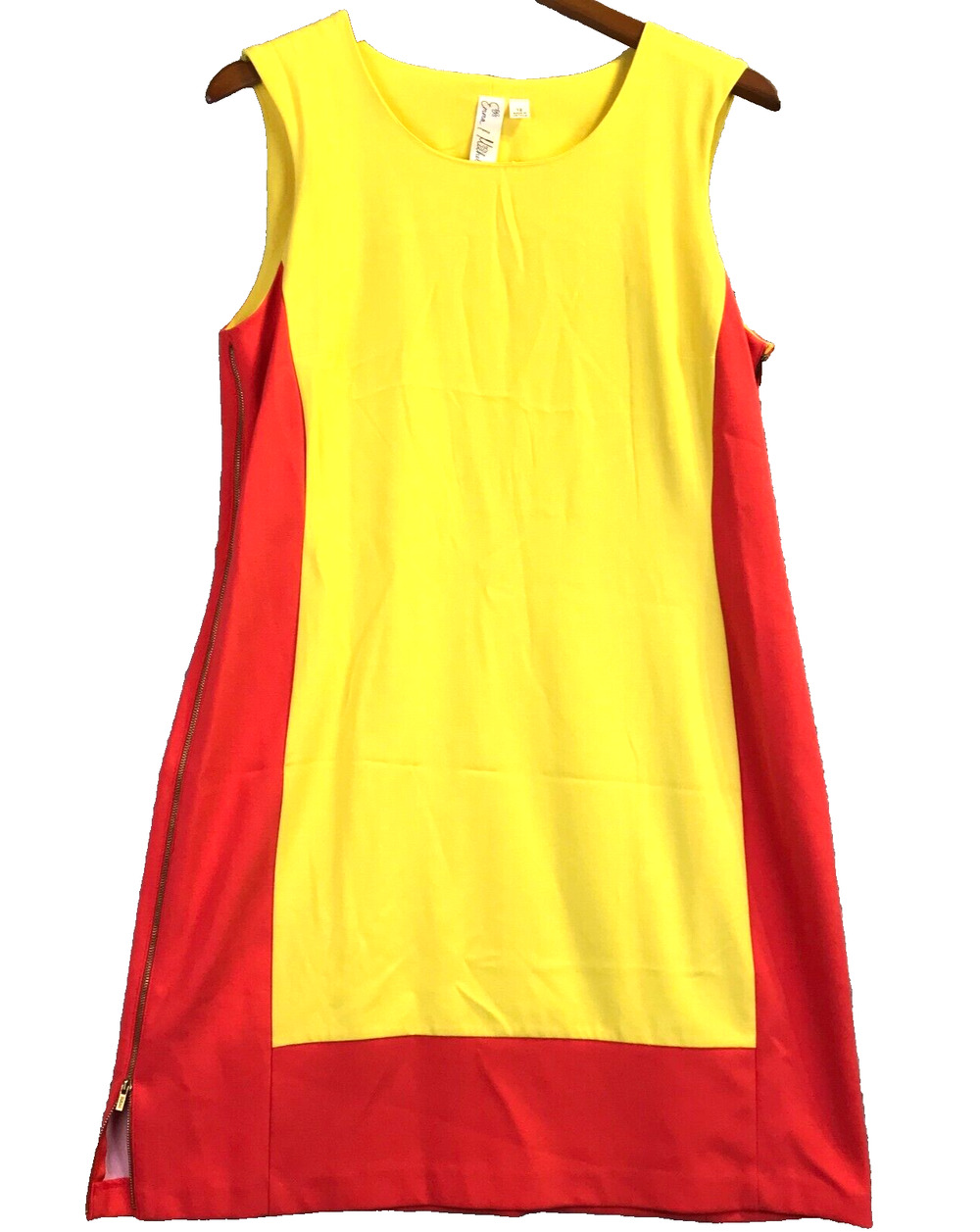 Emma & Michele Sleeveless Summer Dress Size 12 Vibrant Colorful 2 Zippers Poly